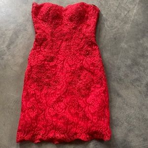 Mori Lee Crystal Beaded Tule mini red dress